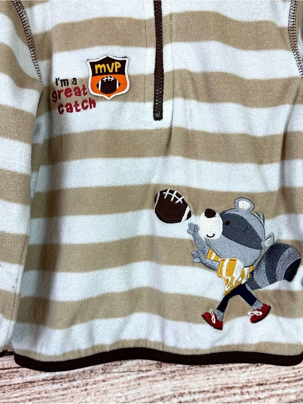 Child of Mine Toddler Boys Brown Striped I’m a Great Catch Sweatshirt 24 months